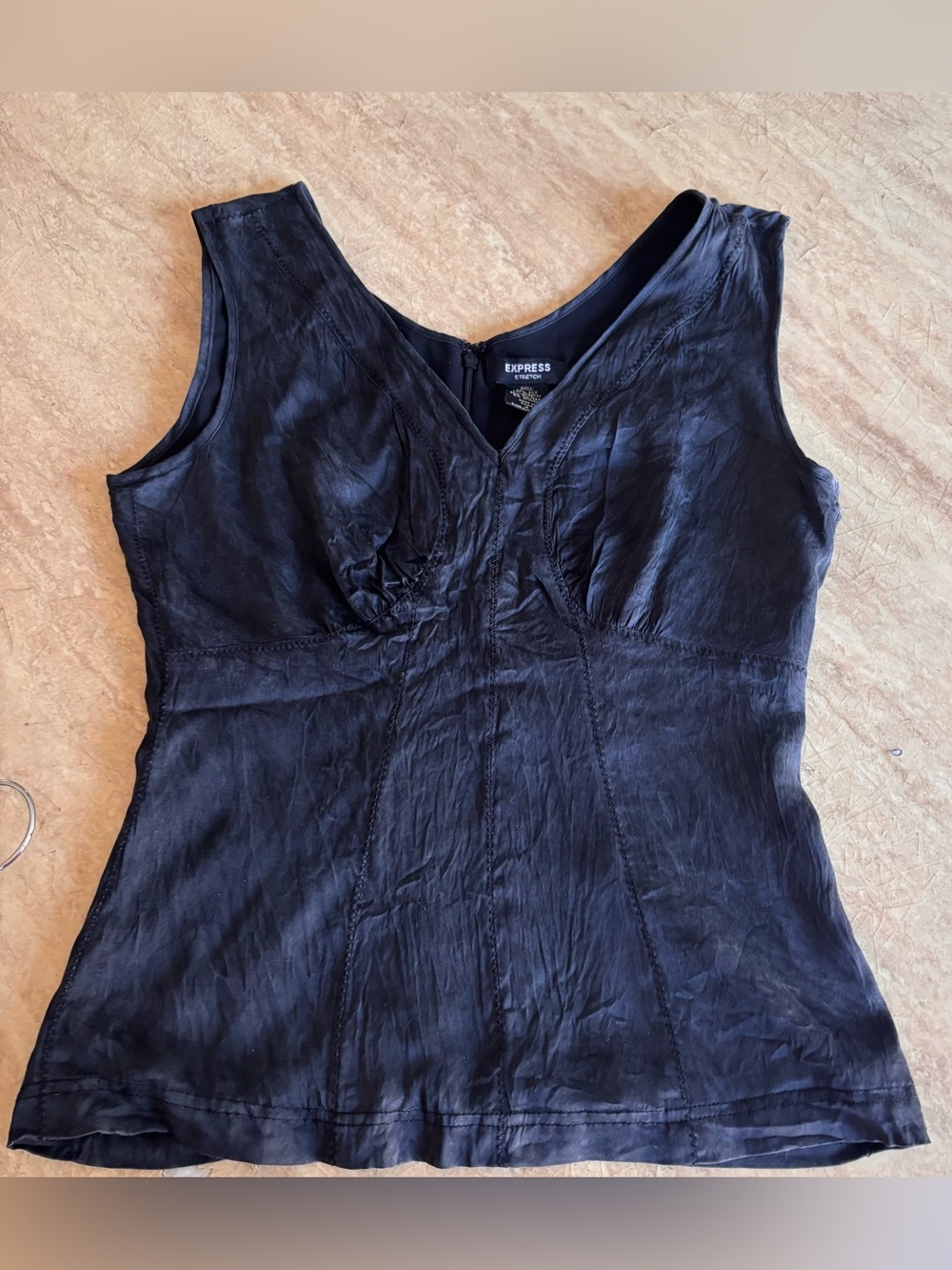 Express Women Silk Babydoll Size 4 Ruched Back Vintage Y2K Whimsigoth Fairygoth